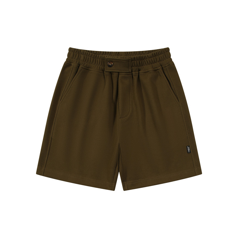 Men's Olive Drab Pique Shorts with Back Pockets Plain Green Shorts
