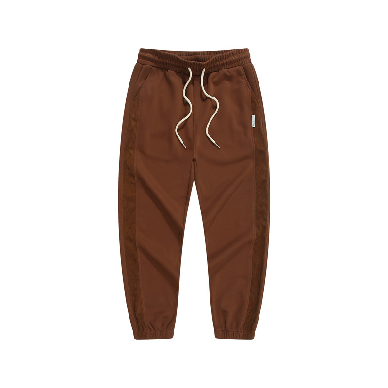 Men's Fashion Plain Brown Autumn Sweatpants with Elastic Ankles Casual Men's Pants