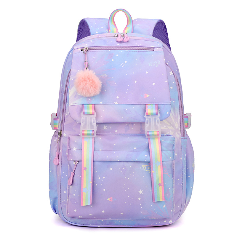 Girl's 17" Purple Backpack Rainbow School Bag Waterproof Bag Girl's Bag