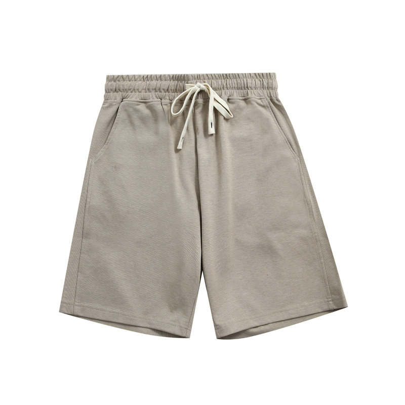 Men's Khaki Drawstring Shorts with Elastic Waistband Loose Shorts Autumn Casual Shorts