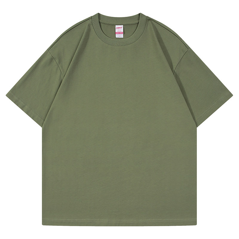 Men's Dark Olive Green Drop Shoulder T Shirt Crew Neck Cotton T Shirt Plain T Shirt 