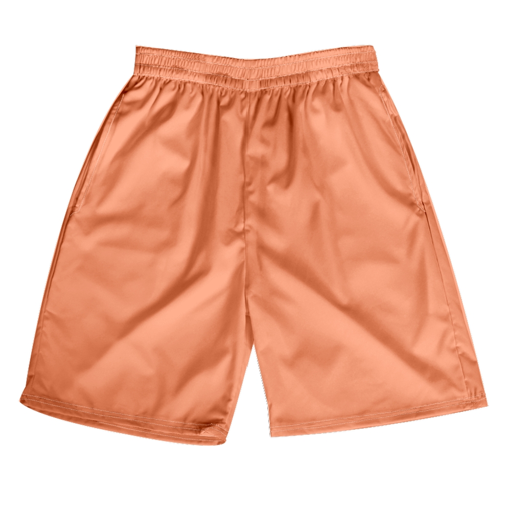 Orange Beach Shorts for Adult Plain Orange Medium Length Quick Dry Shorts with Elastic Waistband 