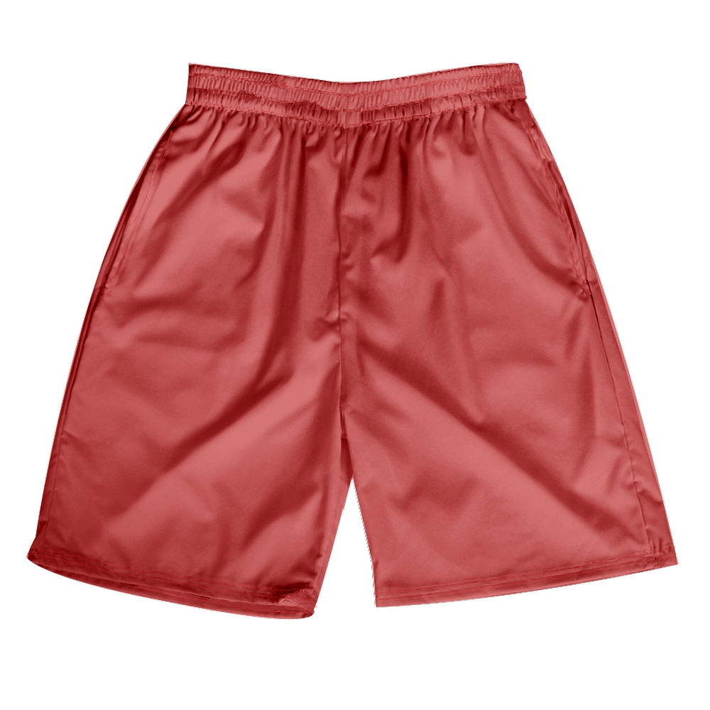 Red Beach Shorts for Adult Plain Red Medium Length Quick Dry Shorts with Elastic Waistband 