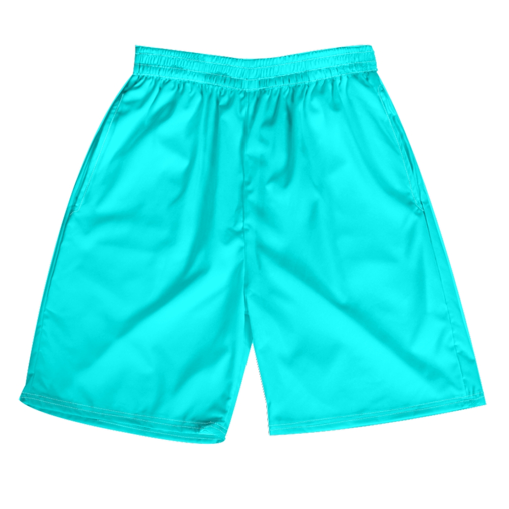 Blue Beach Shorts for Adult Plain Blue Medium Length Quick Dry Shorts with Elastic Waistband 