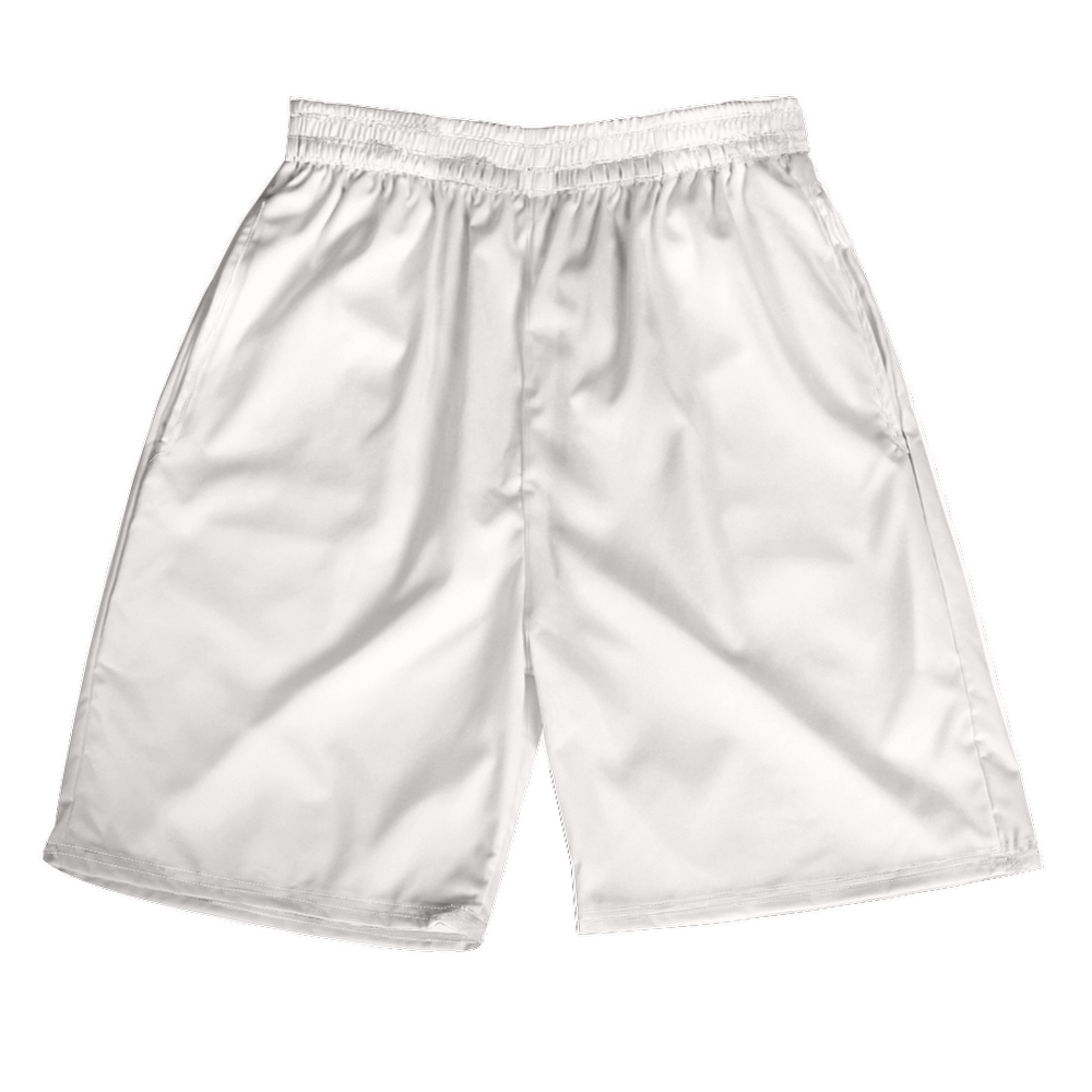 White Beach Shorts for Adult Plain White Medium Length Quick Dry Shorts with Elastic Waistband 