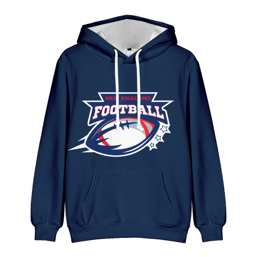 New England American Football Hoodie Long Sleeve Pullover with Kangaroo Pocket Unisex Hoodie