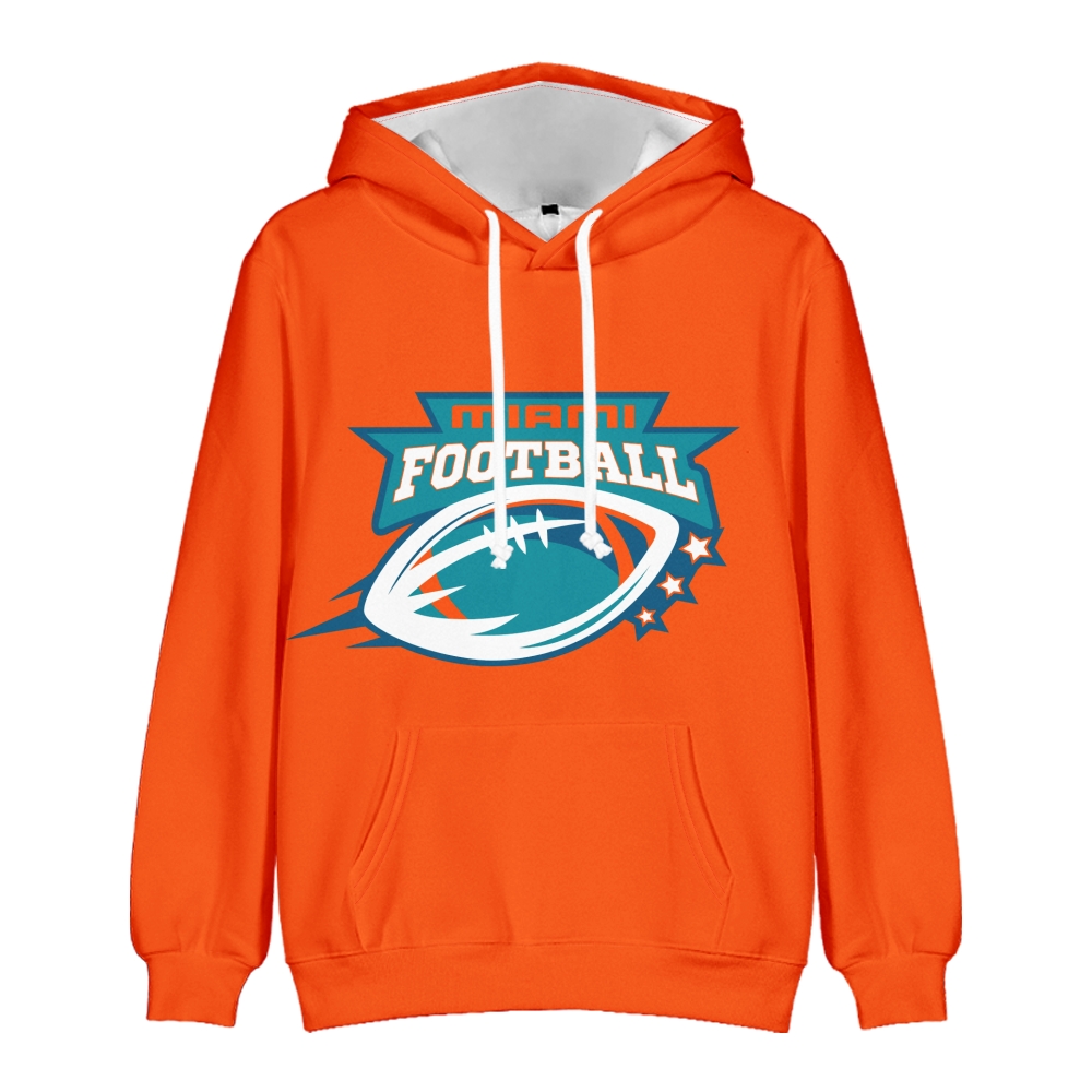 Miami American Football Hoodie Long Sleeve Pullover with Kangaroo Pocket Unisex Hoodie