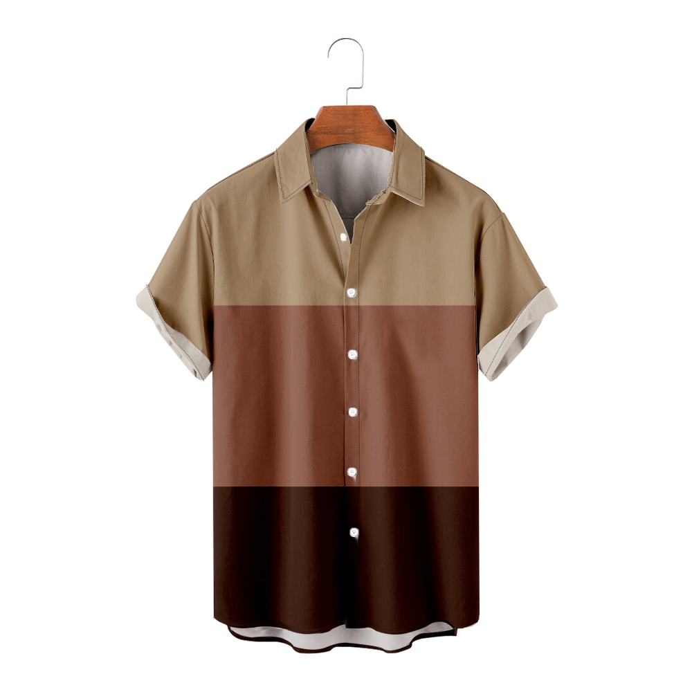 Color Block Short Sleeve Shirt for Men Colour-Blocked Dress Shirt Button Up Shirt