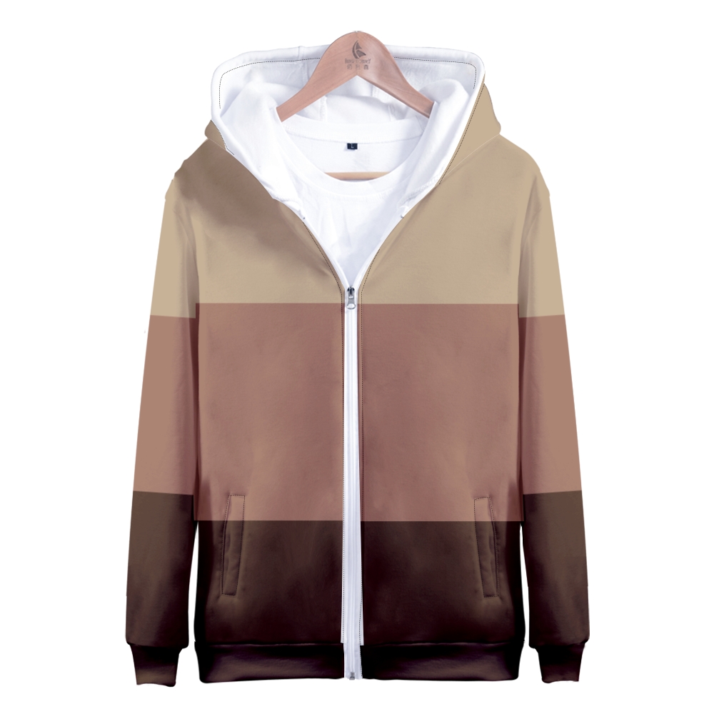 Color Block Zipper Jacket Pullover Colour-Blocked Zipper Jacket Hooded Sweater Unisex Jacket