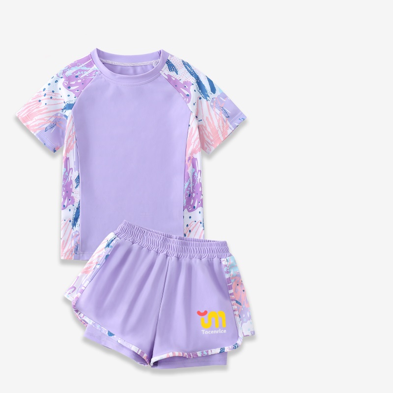 Kids Short Sleeve Swimsuits Girl's Short Sleeve Swimsuits Trendy Kid's Swimwear