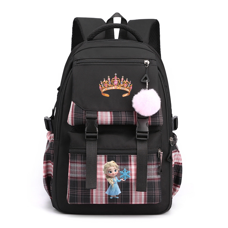 Princess Nylon School Backpack for Girls Waterproof Multiple Pockets Gift for Kids