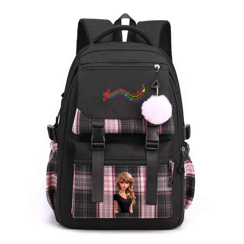 Pop Singer Nylon School Backpack for Girls Waterproof Multiple Pockets Gift for Kids