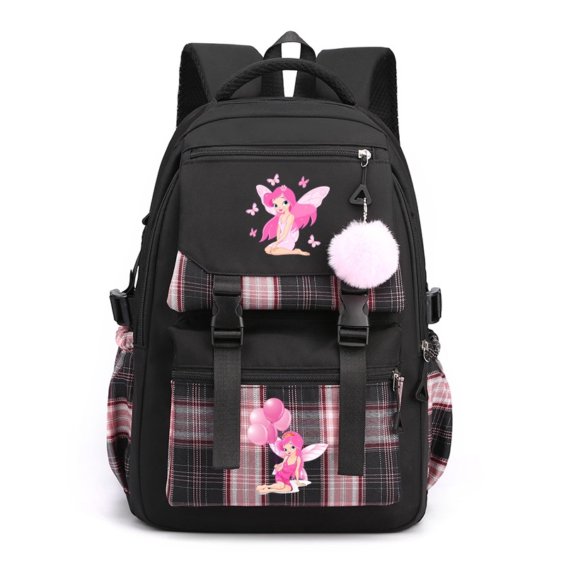 Fairy Nylon School Backpack for Girls Waterproof Multiple Pockets Gift for Kids
