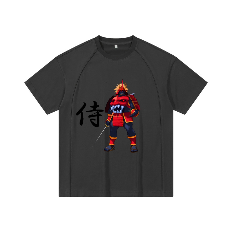 Samurai Crew Neck Cotton T Shirt Loose T Shirt for Men Casual Style Fashion T Shirt