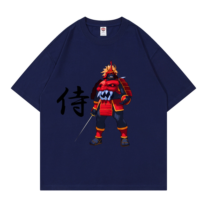 Samurai Drop Shoulder Cotton T Shirt Crew Neck T Shirt for Men Plain T Shirt