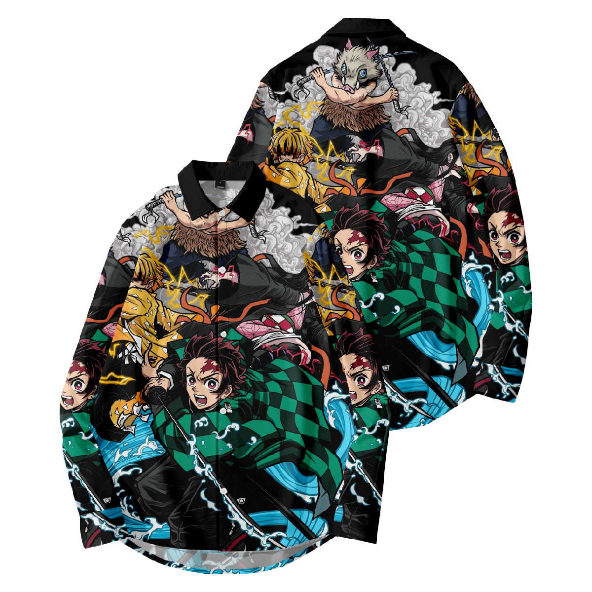 Demon Slayer Button Up Shirt Long Sleeve Shirt for Men Regular Fit Ideal Gift