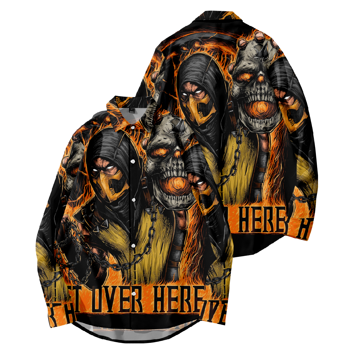 Scorpion Get Over Here Button Up Shirt Long Sleeve Shirt for Men Regular Fit Ideal Gift