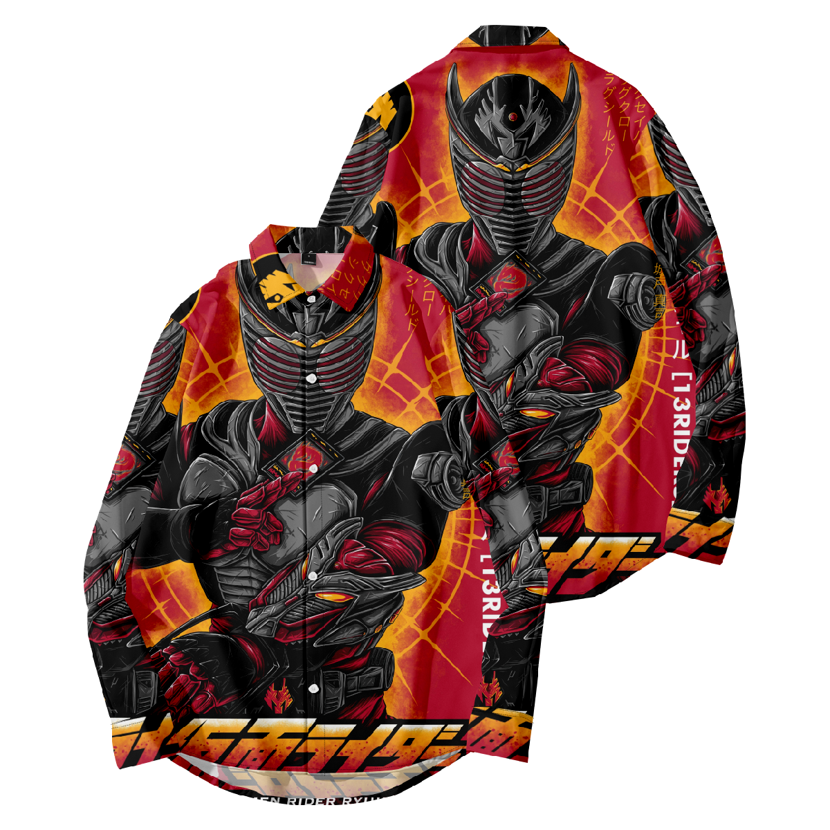 Kamen Rider Button Up Shirt Long Sleeve Shirt for Men Regular Fit Ideal Gift