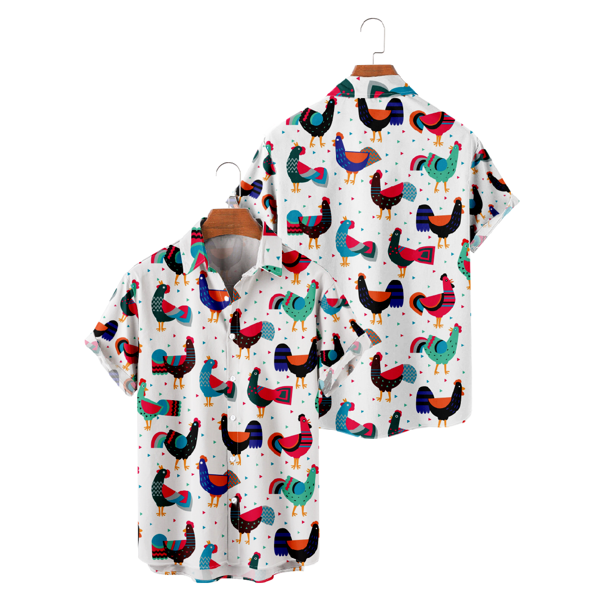 Rooster Hawaiian Shirt Short Sleeve Regular Fit Allover Print Shirt Trendy Costume