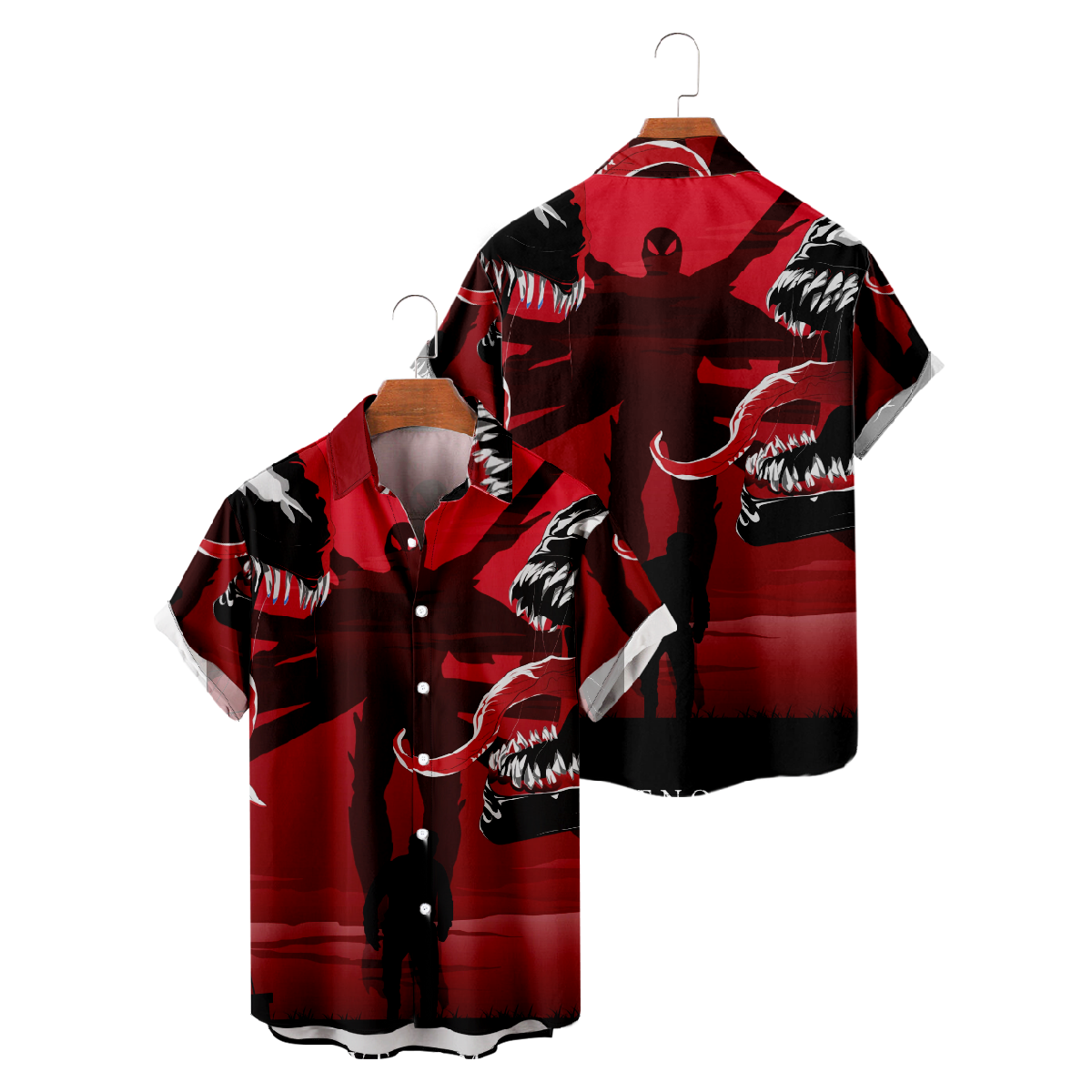 Mens Venom Shirt Short Sleeve Regular Fit Allover Print Shirt Trendy Costume