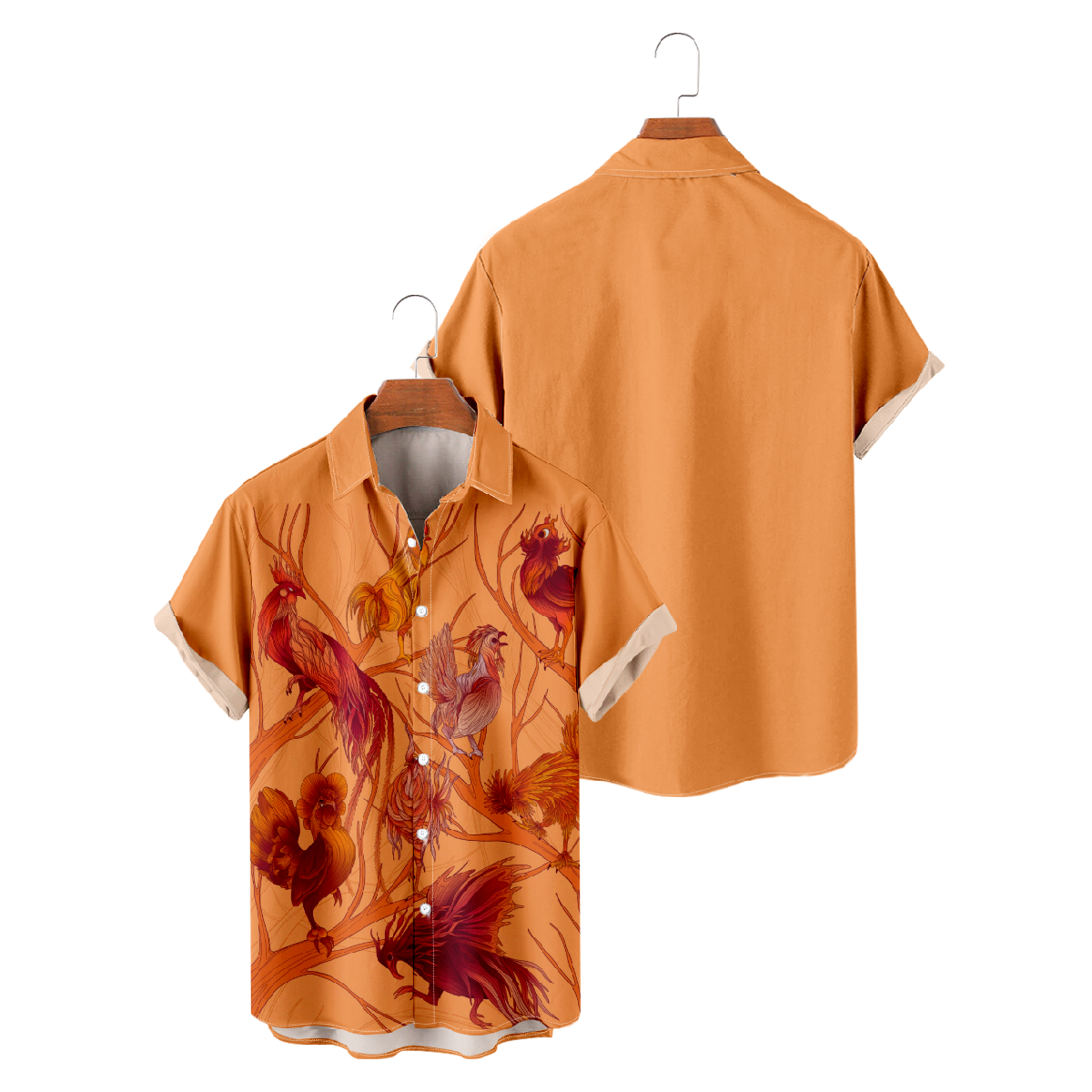 Rooster Button Up Shirt for Men Hawaiian Shirt Short Sleeve Breathable