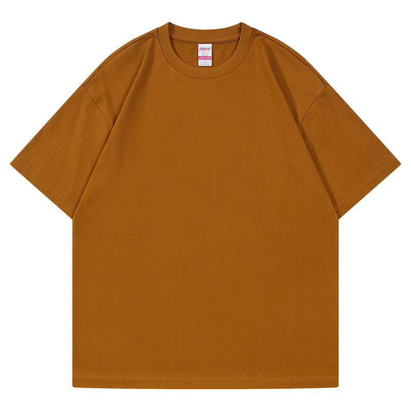 Men's Brown Drop Shoulder T Shirt Crew Neck Cotton T Shirt Plain T Shirt 
