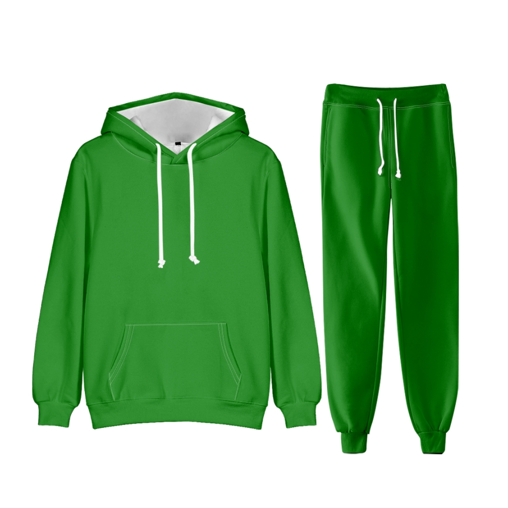 Forest Green Long Sleeve Pullover Hoodie and Jogger Pants Plain Forest Green Outfit 2 Pieces Suit Unisex Clothing for Adult