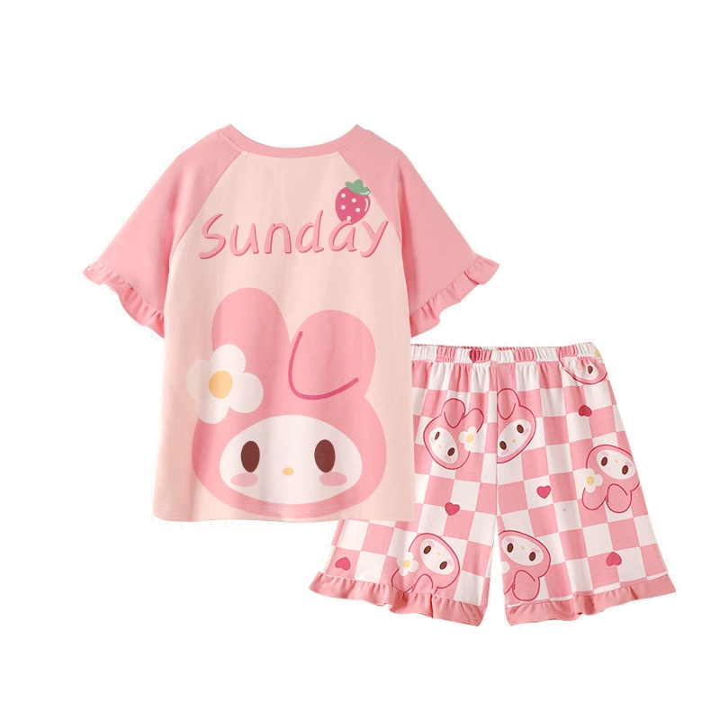 Melody Pajamas for Girls Summer Pajamas 2 Pieces T-Shirt and Short Pants