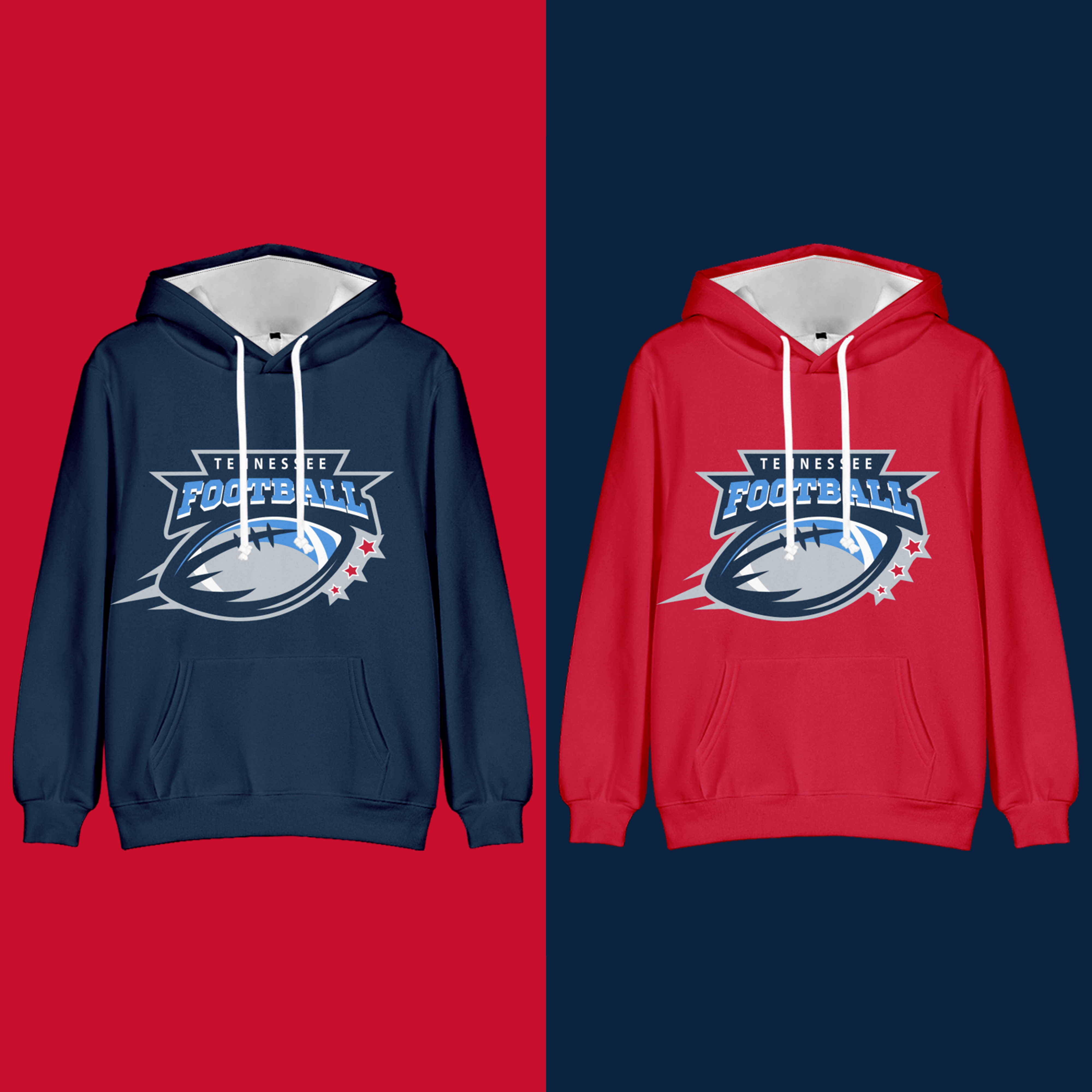 Tennessee American Football Long Sleeve Pullover Hoodie with Kangaroo Pocket 2 Piece Combo