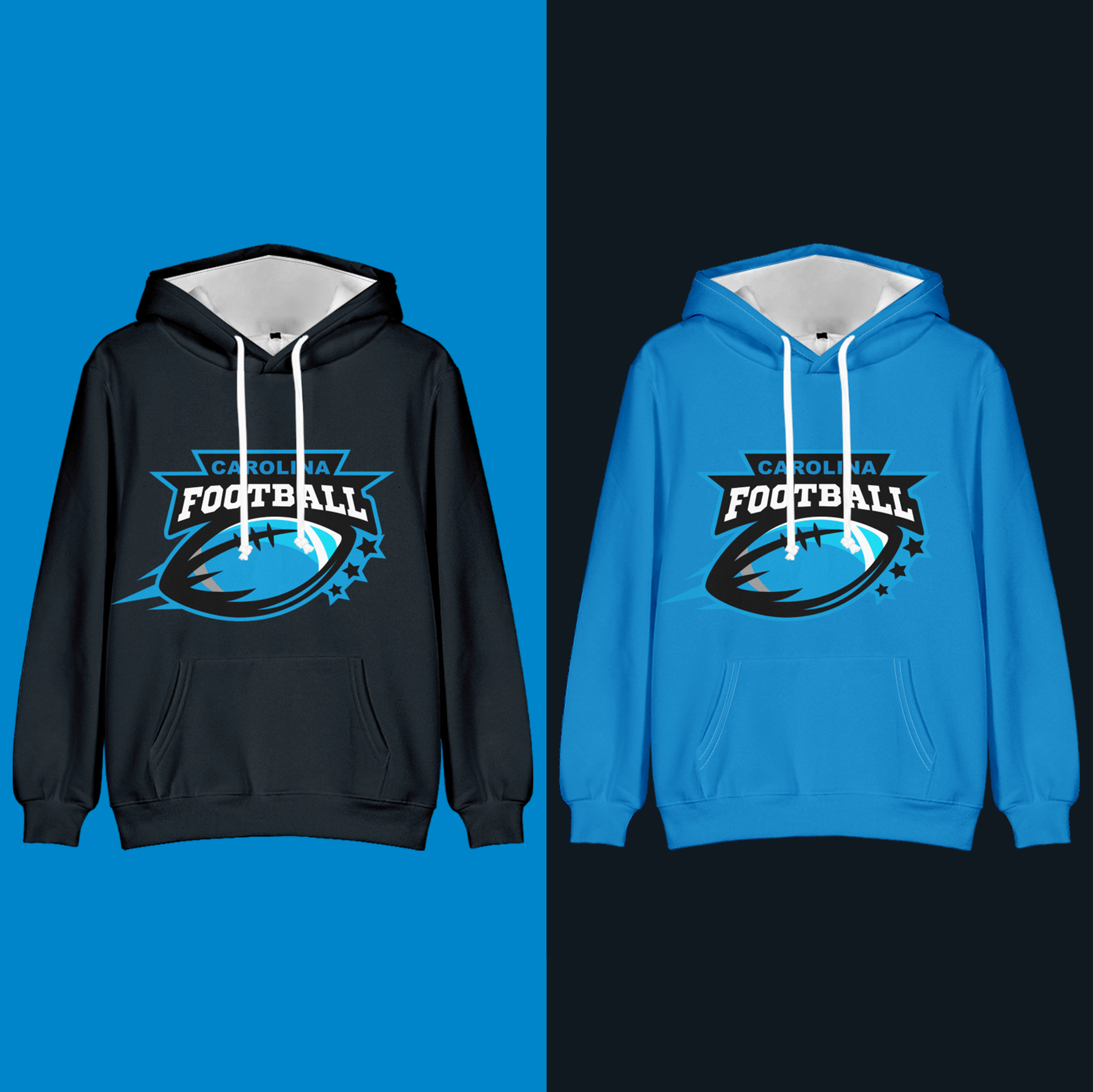 Carolina American Football Long Sleeve Pullover Hoodie with Kangaroo Pocket 2 Piece Combo