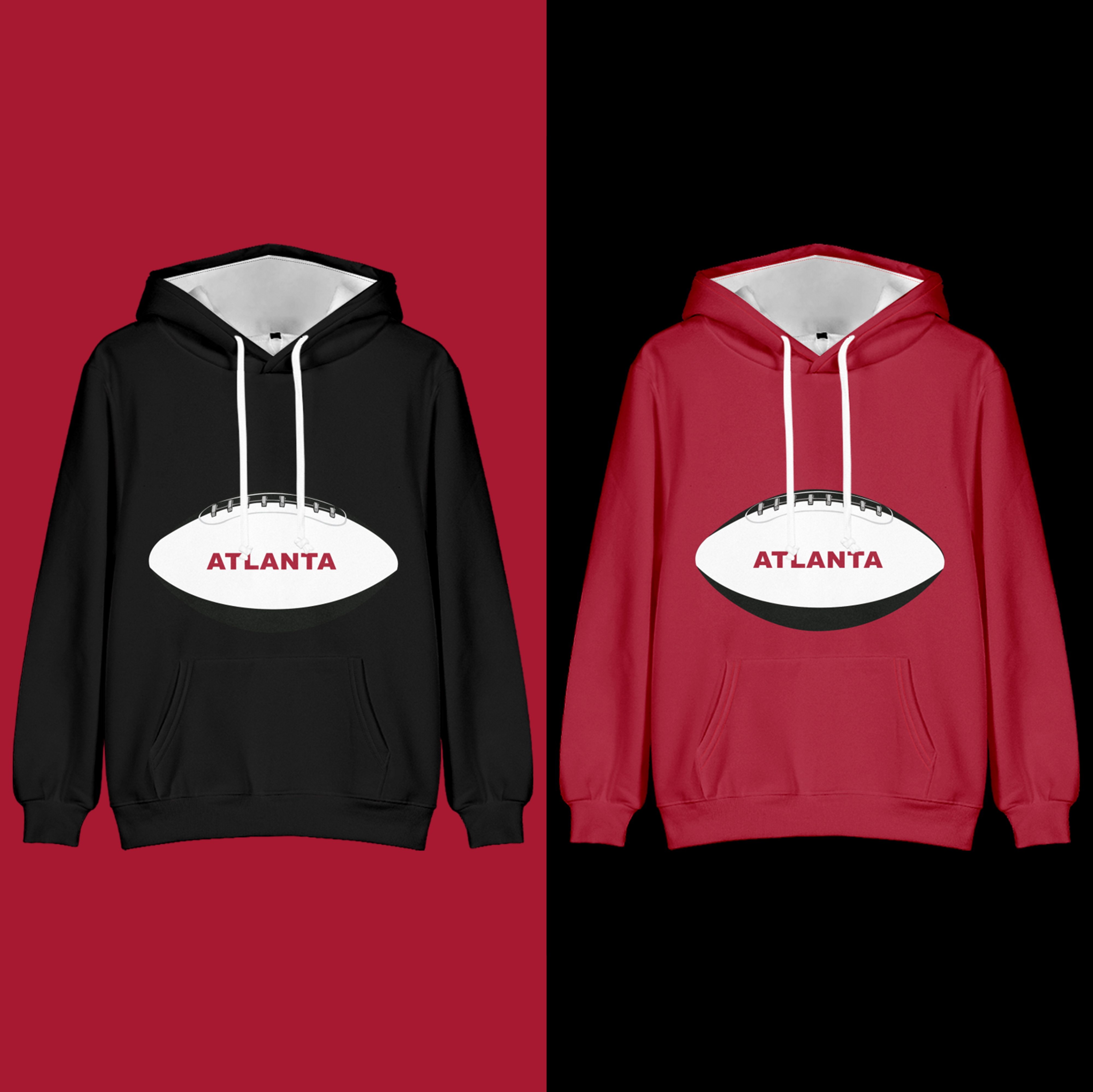 Atlanta American Football Long Sleeve Pullover Hoodie with Kangaroo Pocket 2 Piece Combo