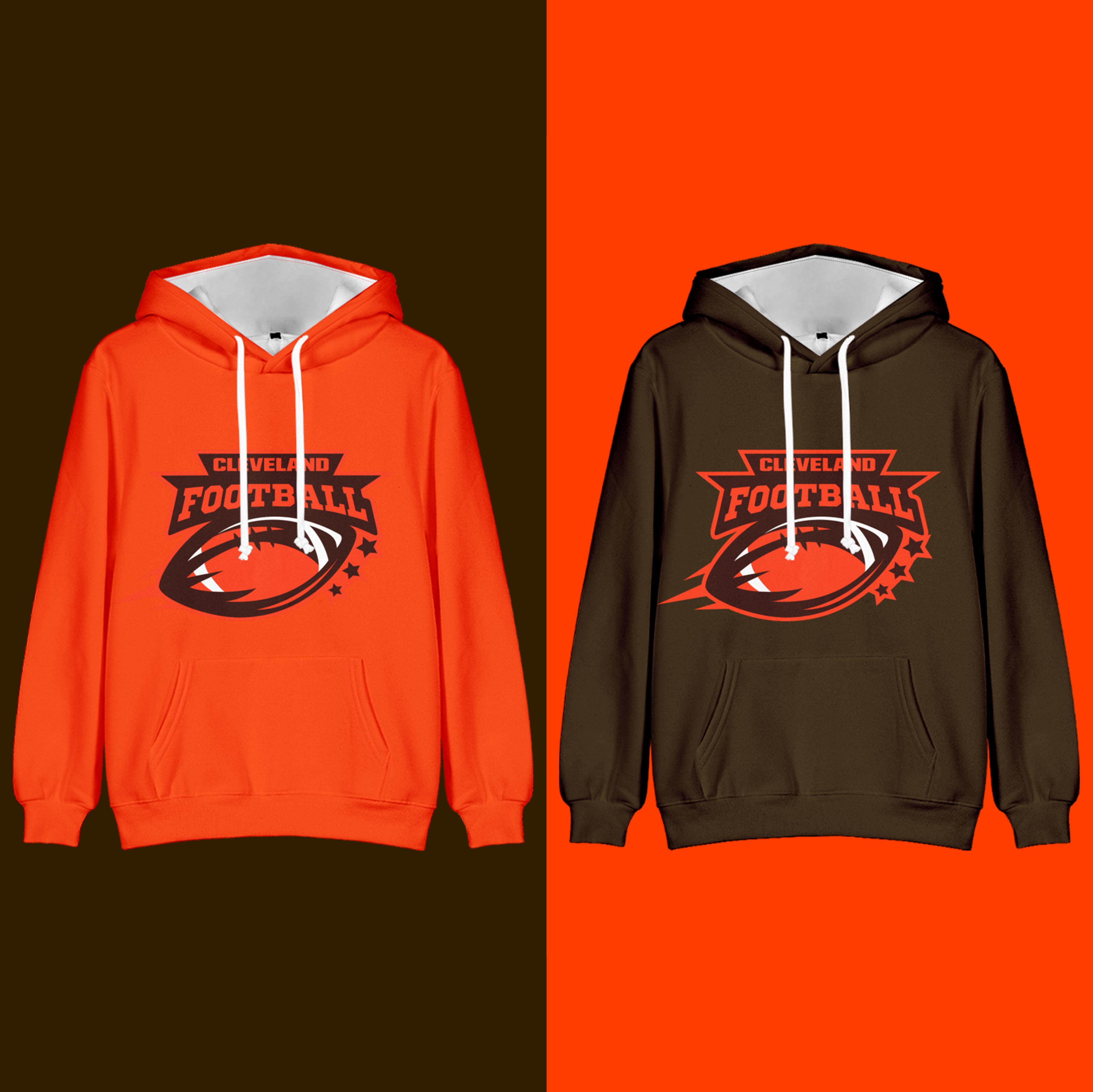 Cleveland American Football Long Sleeve Pullover Hoodie with Kangaroo Pocket 2 Piece Combo