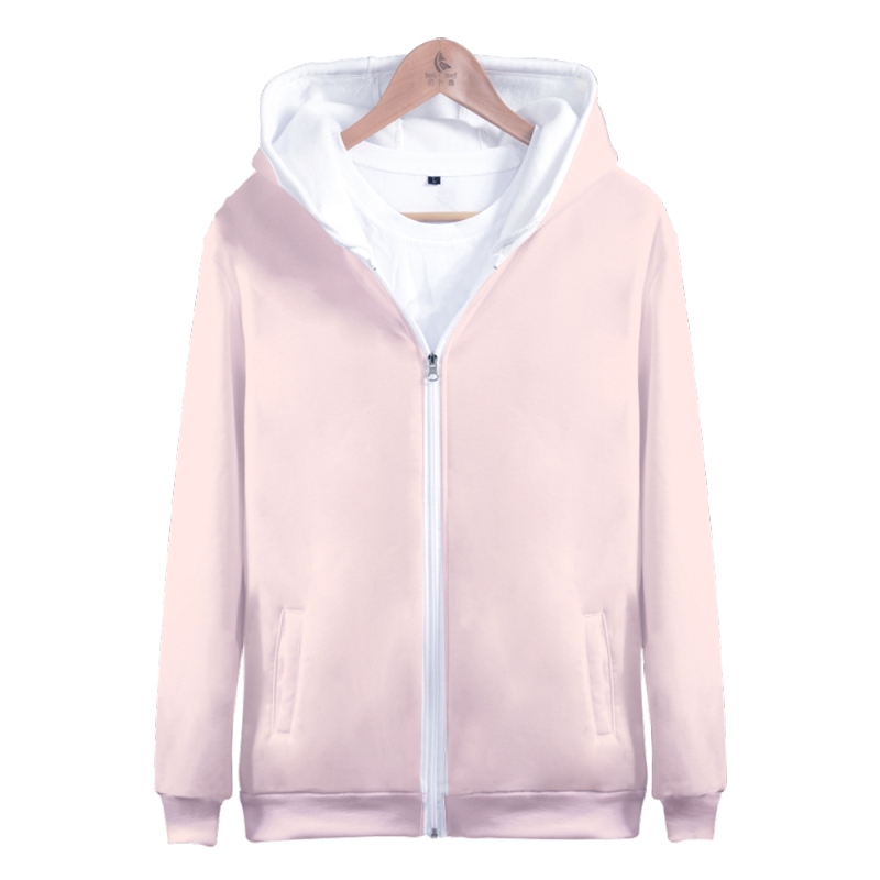 Adult Misty Rose Zipper Pullover Plain Misty Rose Zipper Hooded Sweater Unisex Zipper Jacket