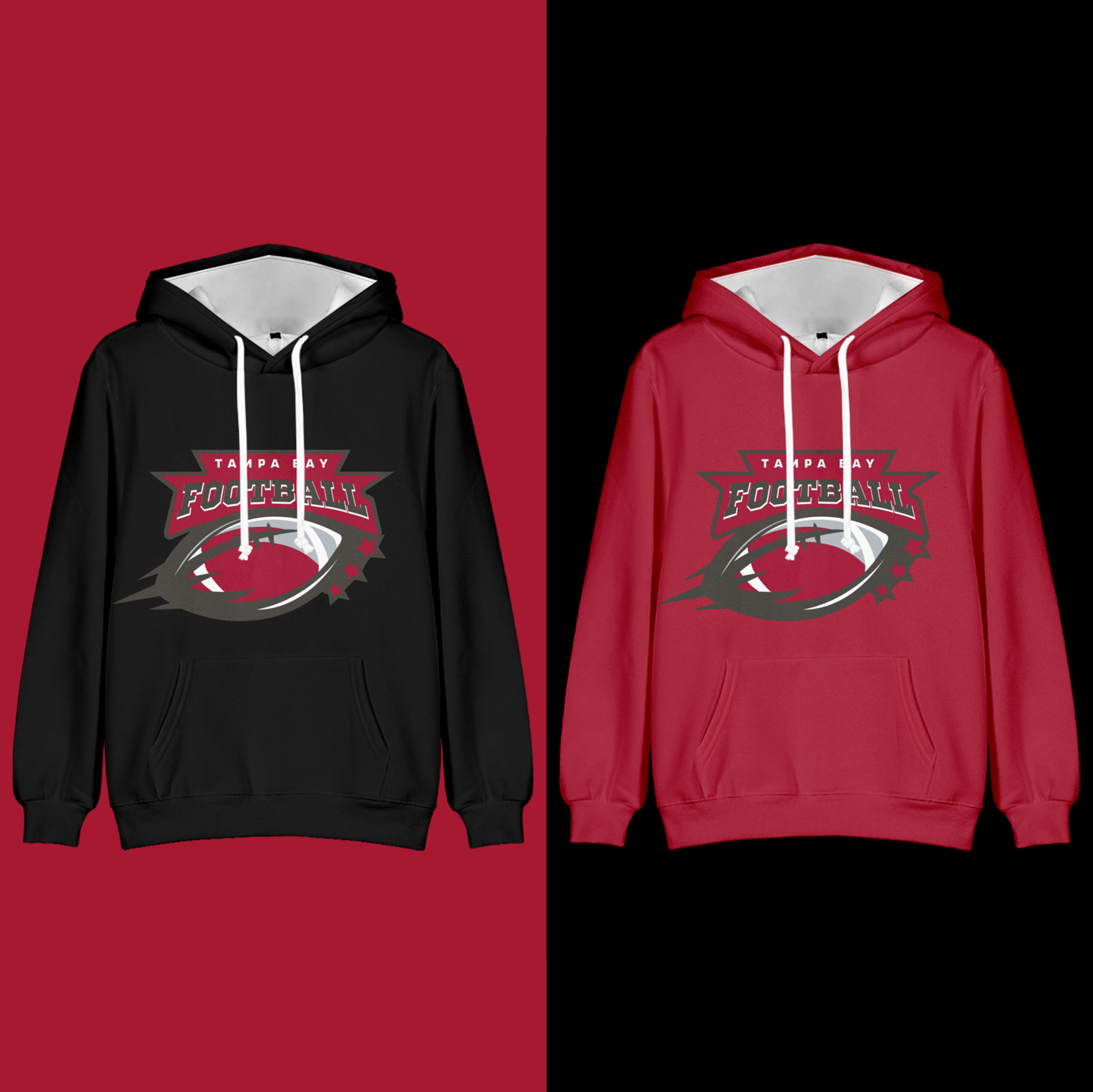 Tampa Bay American Football Long Sleeve Pullover Hoodie with Kangaroo Pocket 2 Piece Combo
