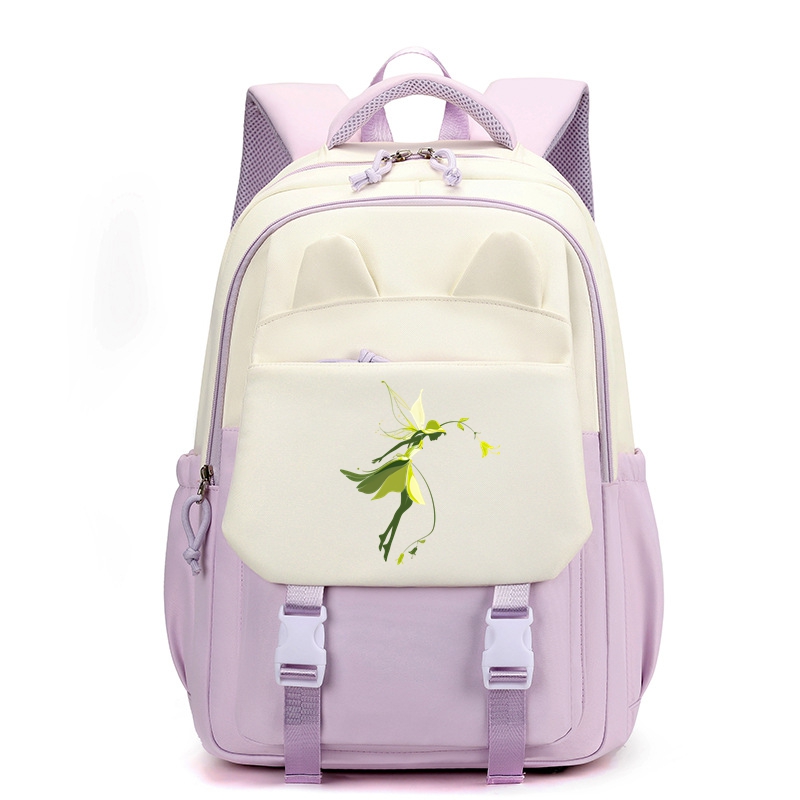 Fairy and Leave School Backpack for Girls 35L Book Bag Green Fairy Waterproof Multiple Compartments Ideal Gifts