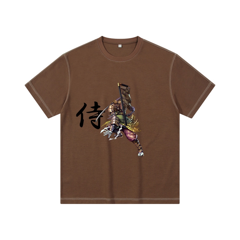 Samurai Drop Shoulder Vintage T Shirt Crew Neck Cotton T Shirt Plain T Shirt Casual T Shirt