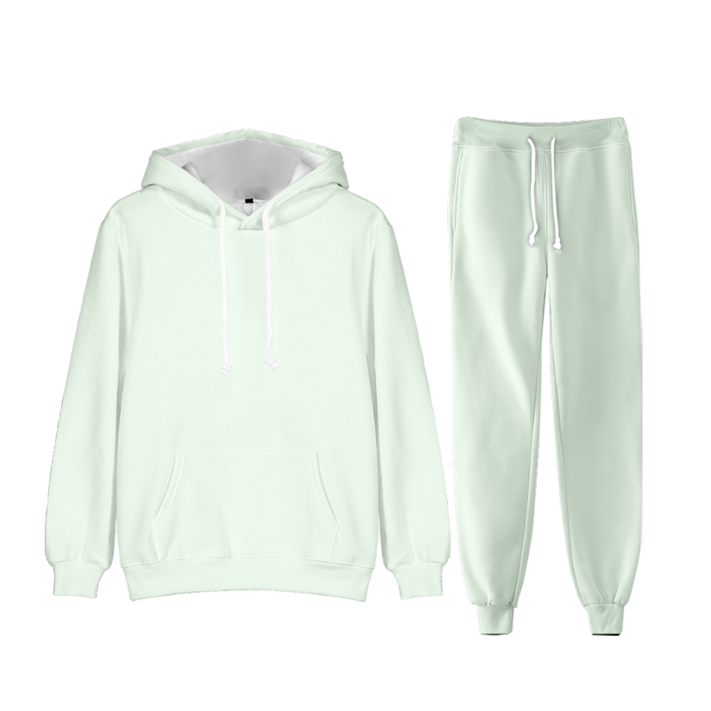 Honey Dew Long Sleeve Pullover Hoodie and Jogger Pants Plain Honey Dew Outfit 2 Pieces Suit Unisex Clothing for Adult