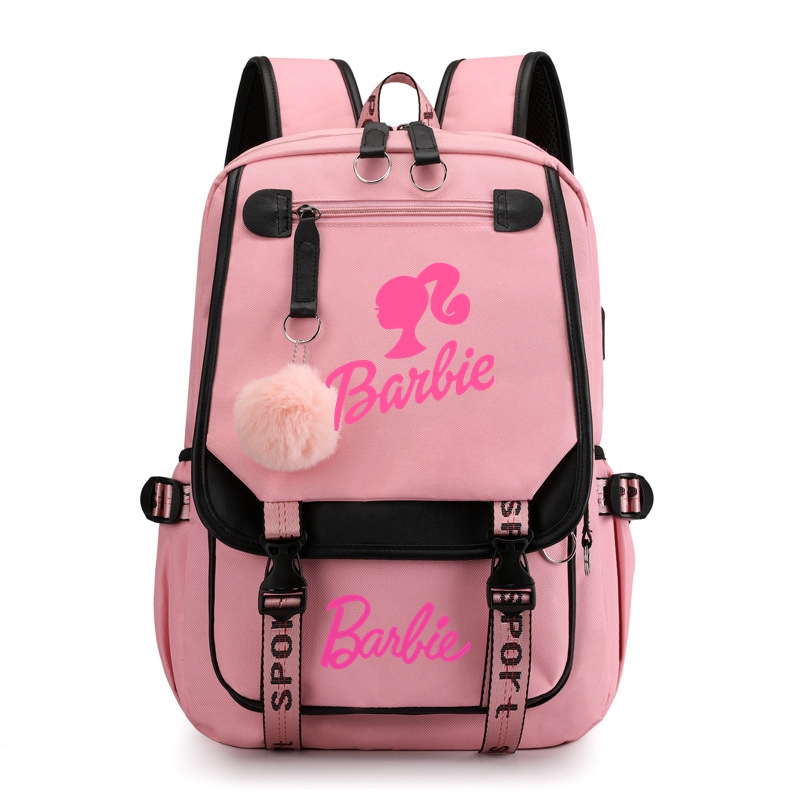 Barbie Kid's 17 inches School Backpack with USB Charging Port