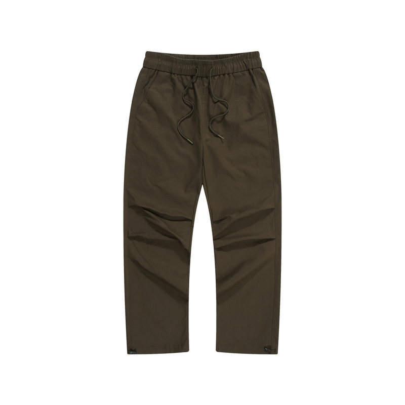 Men's Dark Green Cargo Pants Elastic Waistband Pants Drawstring Leg Opening Closure Plain Green Pants