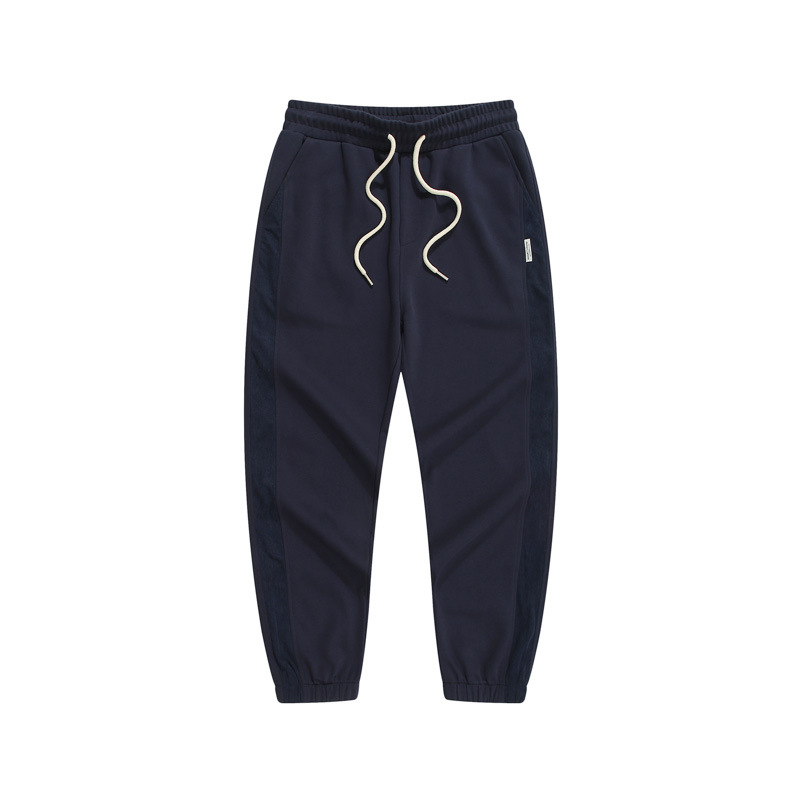 Men's Fashion Plain Dark Blue Autumn Sweatpants with Elastic Ankles Casual Men's Pants