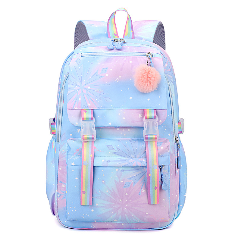 Girl's 17" Blue Backpack Rainbow School Bag Waterproof Bag Girl's Bag