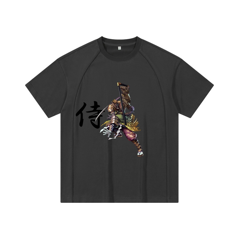 Samurai Crew Neck Cotton T Shirt Loose T Shirt for Men Casual Style Fashion T Shirt