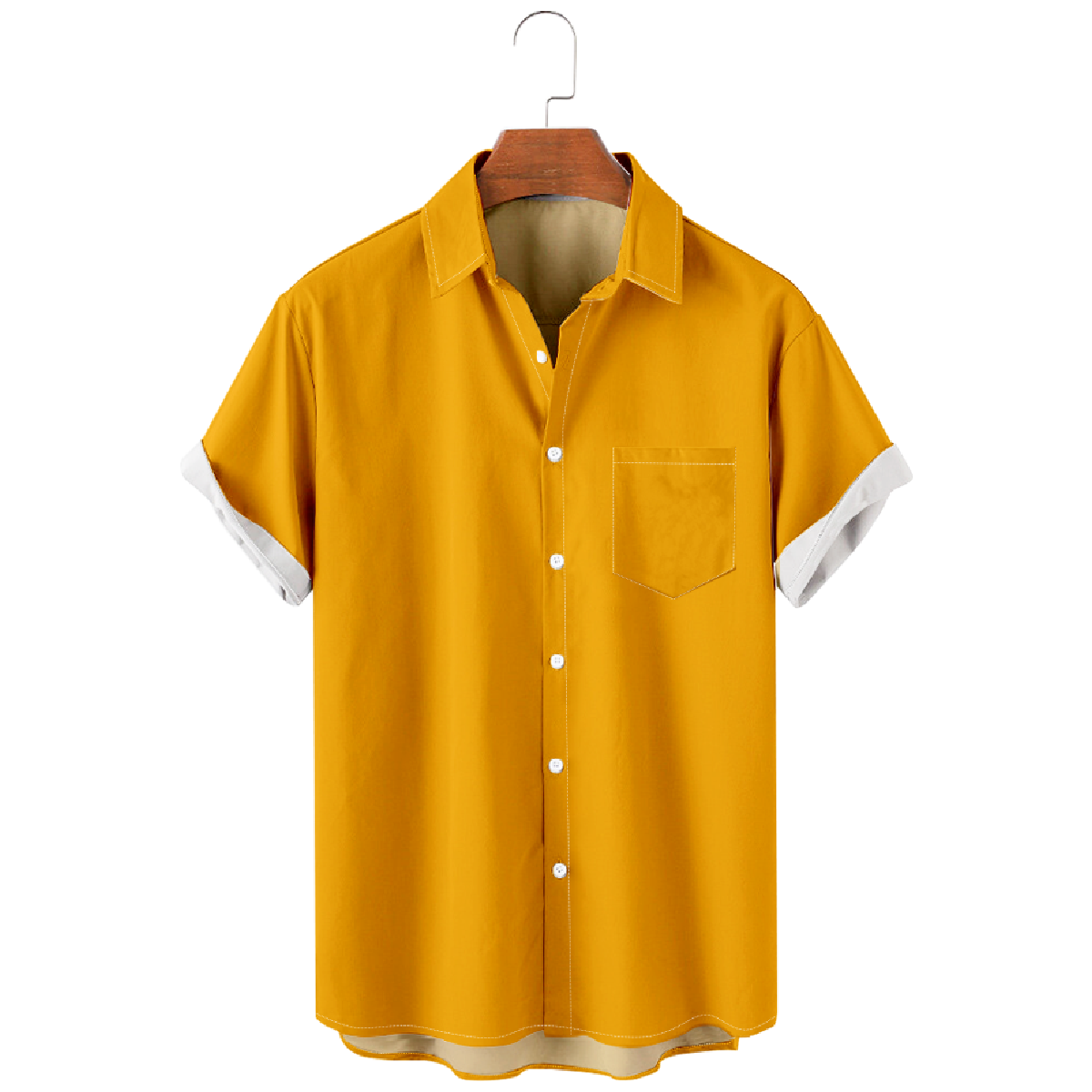 Pittsburgh Gold Button Up Shirt for Men Shirt with Front Pocket Short Sleeve
