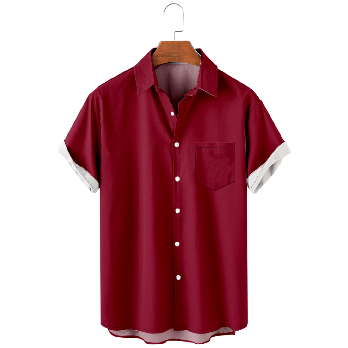 Arizona Red Button Up Shirt for Men Shirt with Front Pocket Short Sleeve