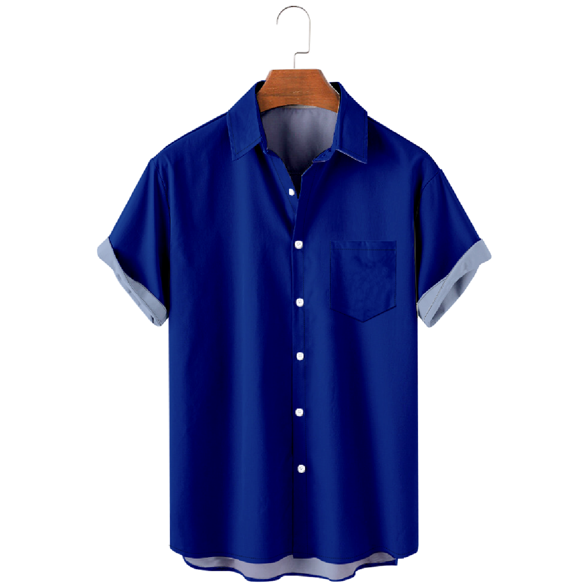 Buffalo Blue Button Up Shirt for Men Shirt with Front Pocket Short Sleeve