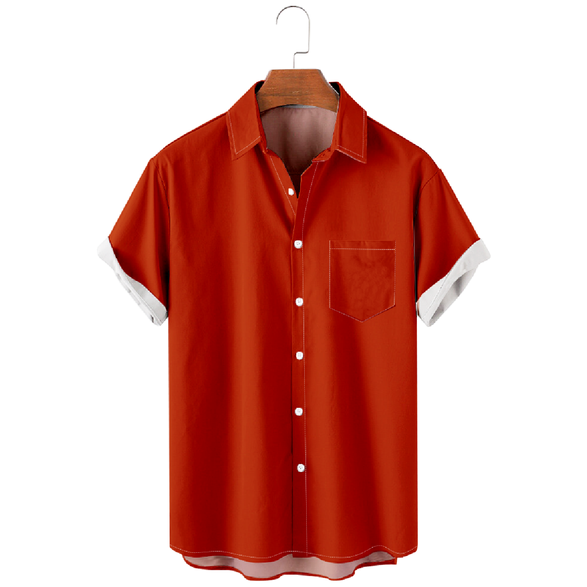 Chicago Orange Button Up Shirt for Men Shirt with Front Pocket Short Sleeve