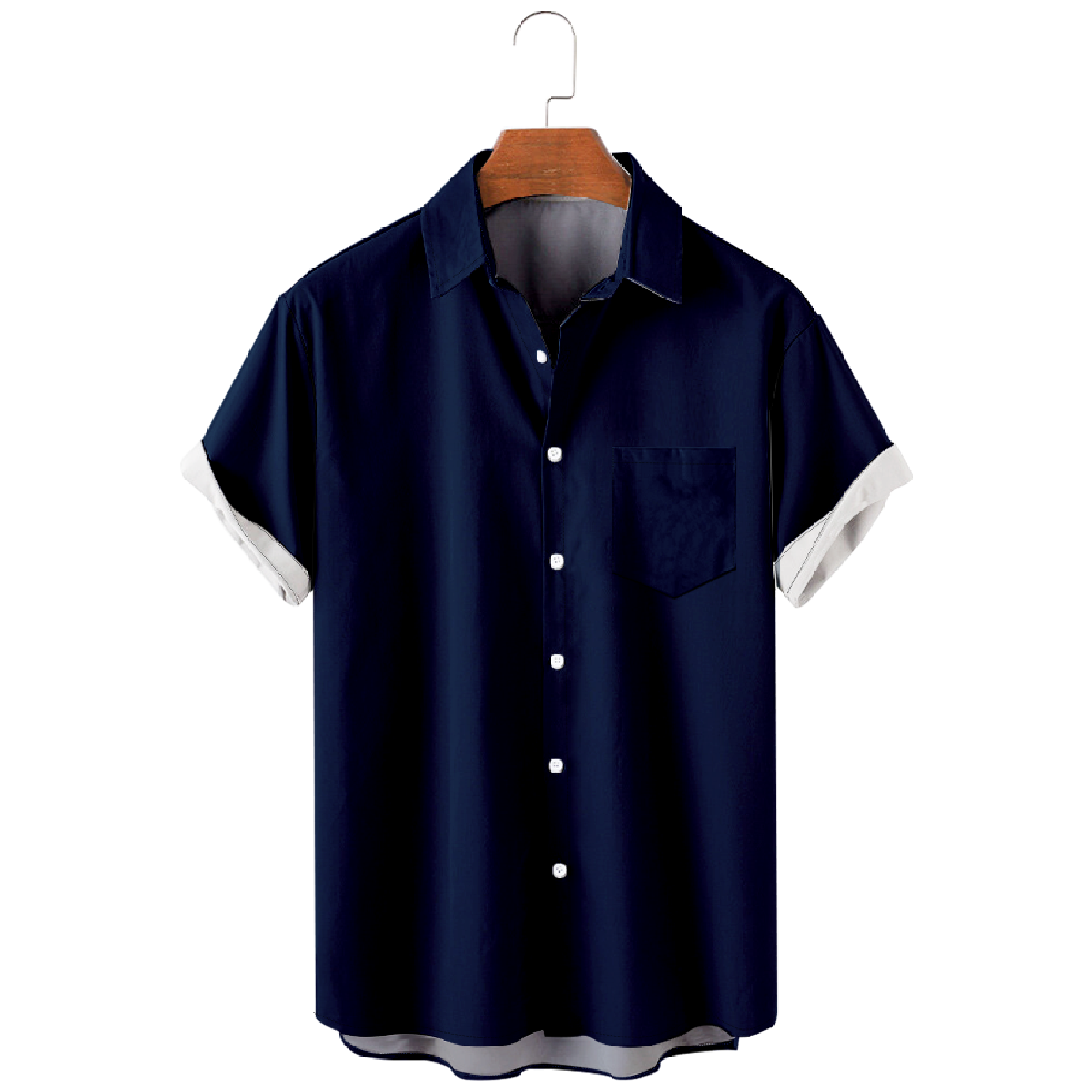 Dallas Blue Button Up Shirt for Men Shirt with Front Pocket Short Sleeve