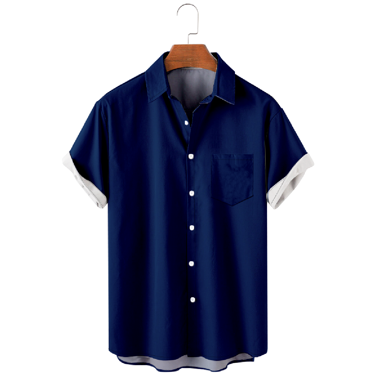 Indianapolis Speed Blue Button Up Shirt for Men Shirt with Front Pocket Short Sleeve
