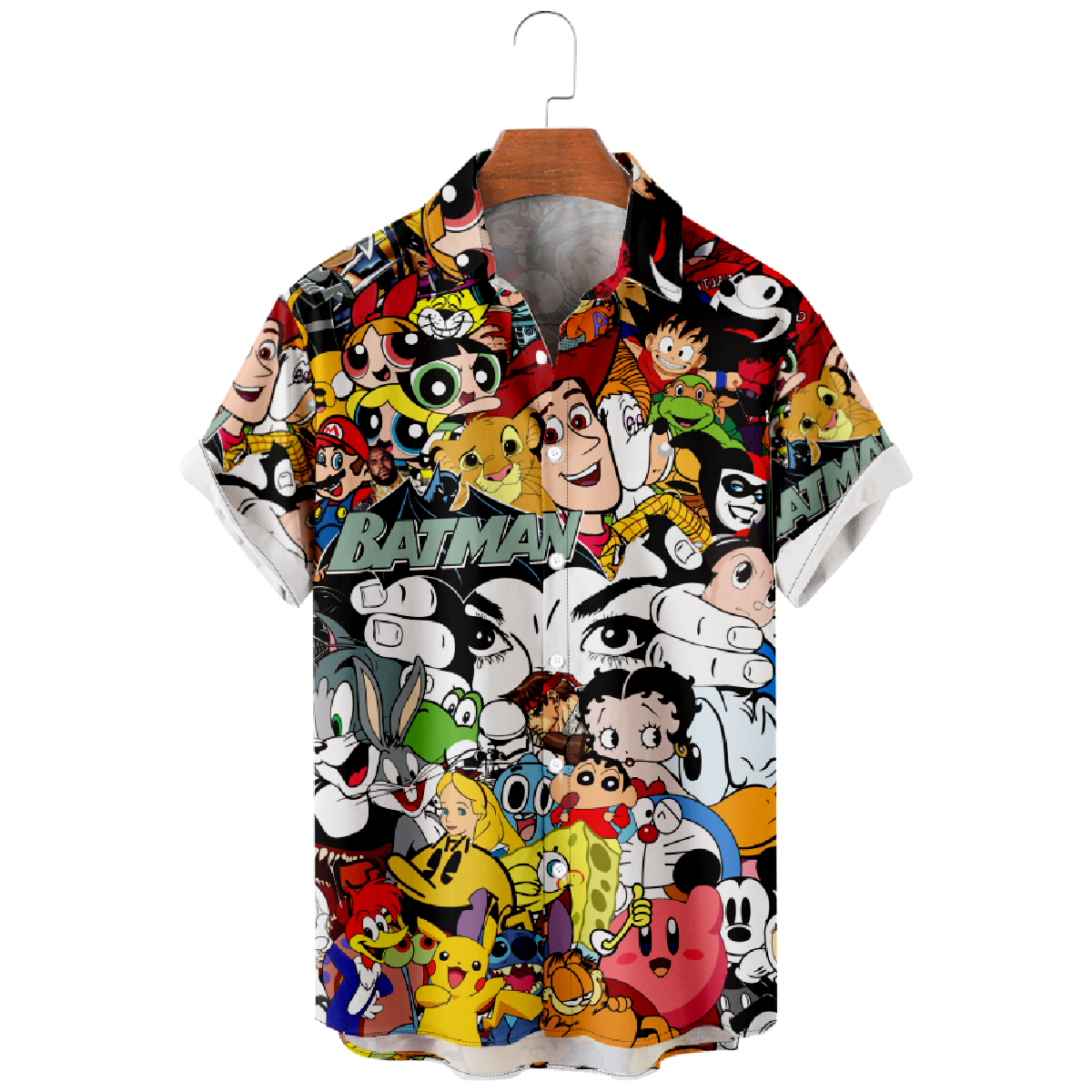 Cartoon Print Shirt for Men Button Up Shirt Short Sleeve Hawaiian Shirt Ideal Gift