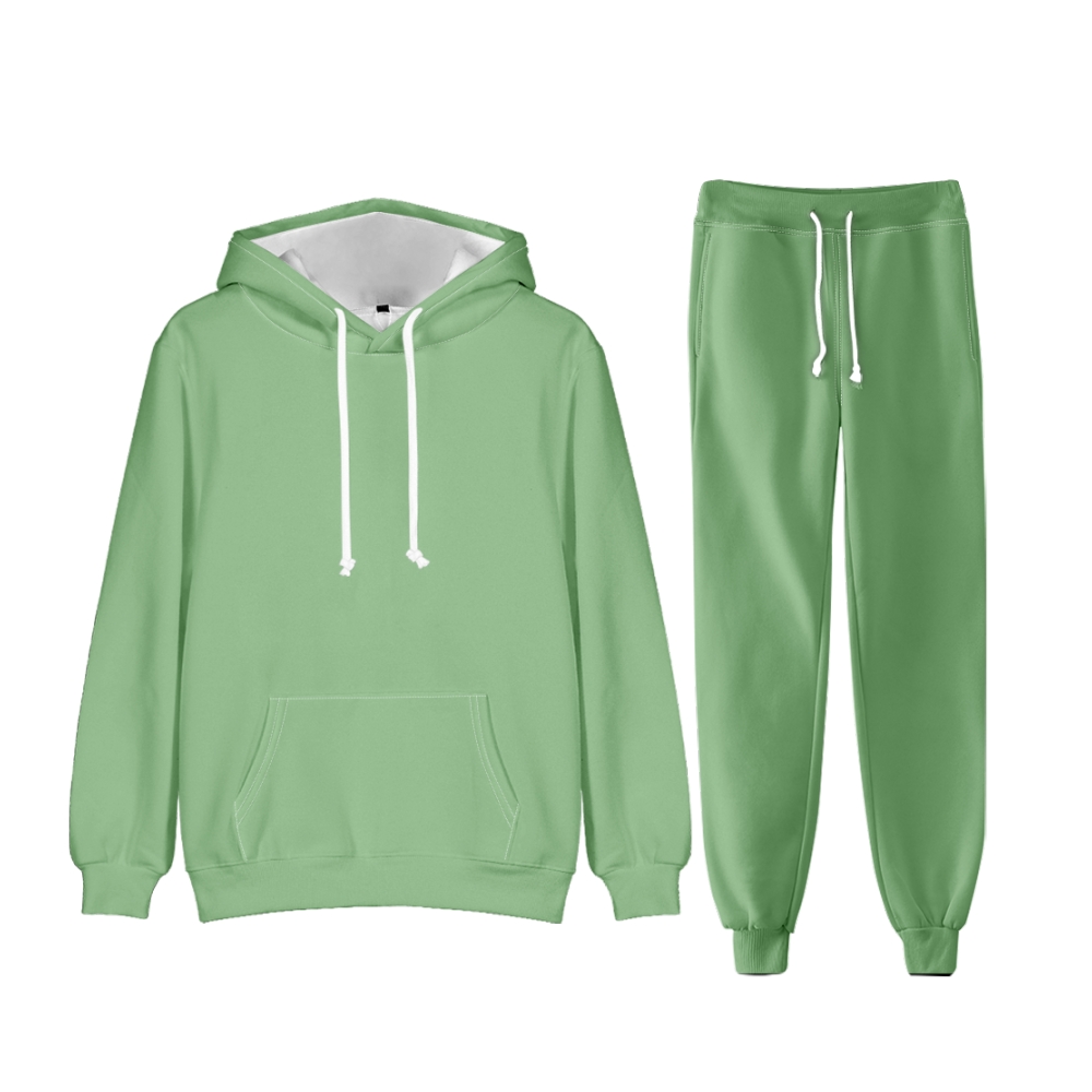 Dark Sea Green Long Sleeve Pullover Hoodie and Jogger Pants Plain Dark Sea Green Outfit 2 Pieces Suit Unisex Clothing for Adult